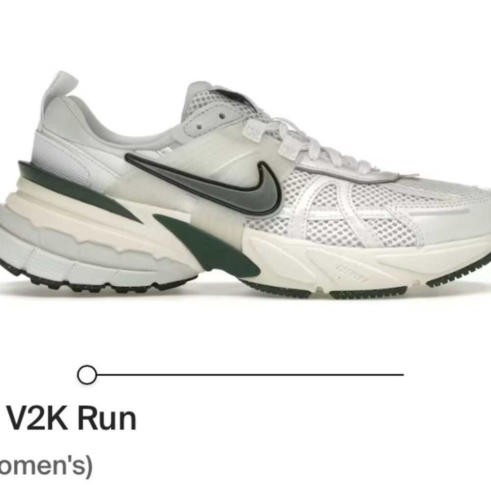 Nike V2K Run White and Dark Green Sneakers